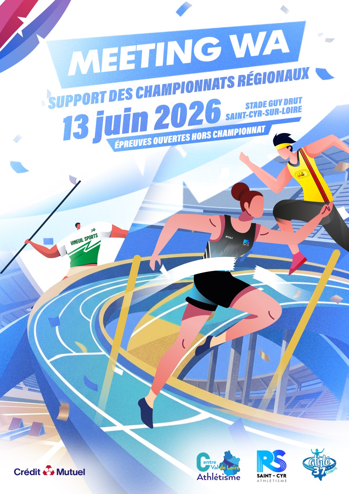 Meeting WA et Championnats régionaux 1ère journée, rendez-vous le 13 juin à Saint Cyr sur&nbsp;Loire