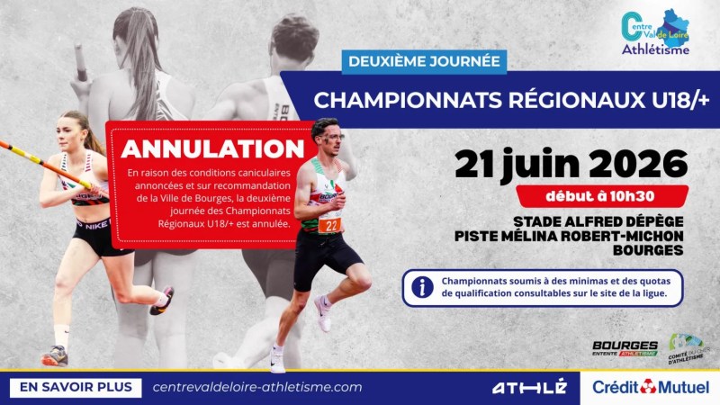 ANNULATION CHAMPIONNATS Régionaux&nbsp;Bourges